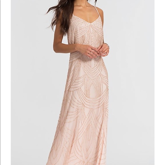 adrianna papell blush beaded dress